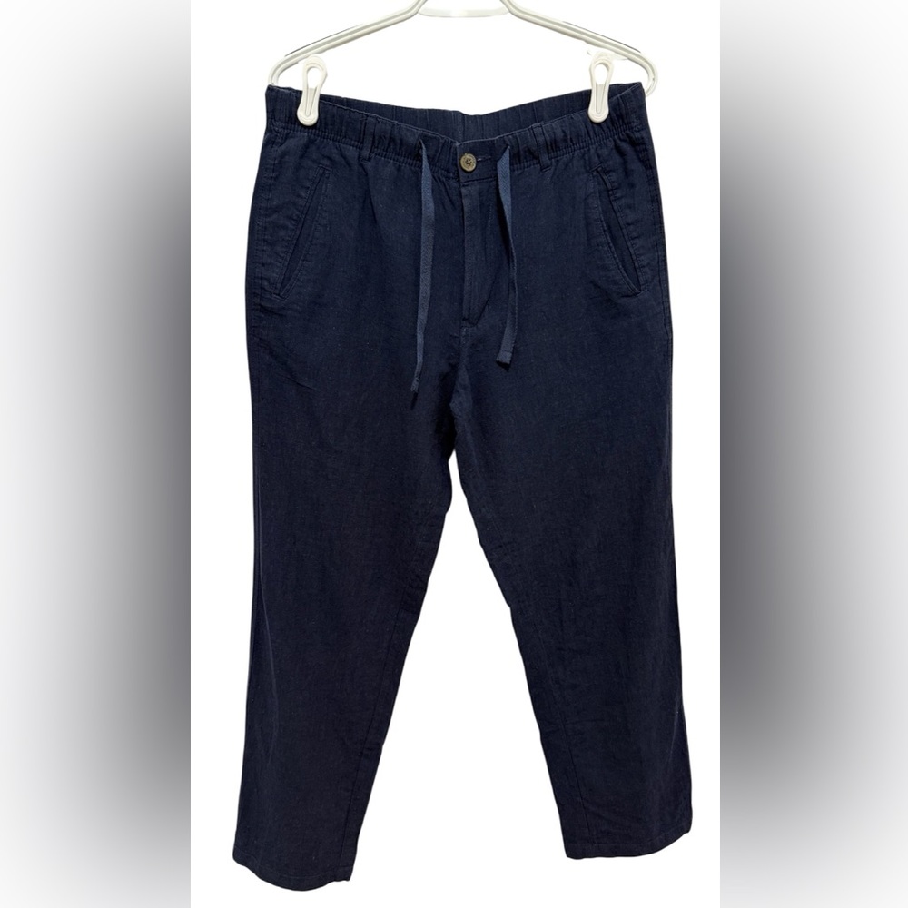 Men’s Tasso Elba Island Navy Blue Pants size M linen/cotton